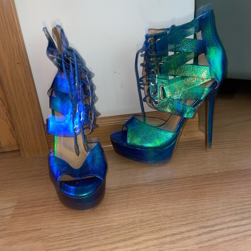 Shoe Republic LA Vibrant Blue and Green Heels